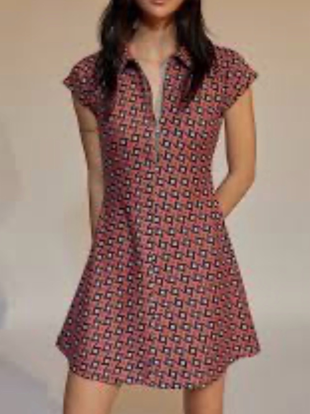 Urban Outfitters Arlo Geometric Patterned Cap-Sleeve Mini Dress